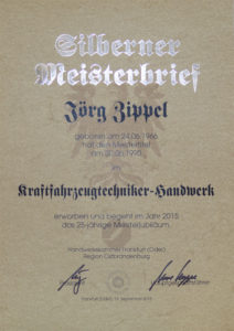 Silberner Meisterbrief