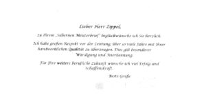 Glückwunschschreiben vom Bundestag