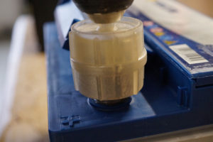 Polbürste im Einsatz